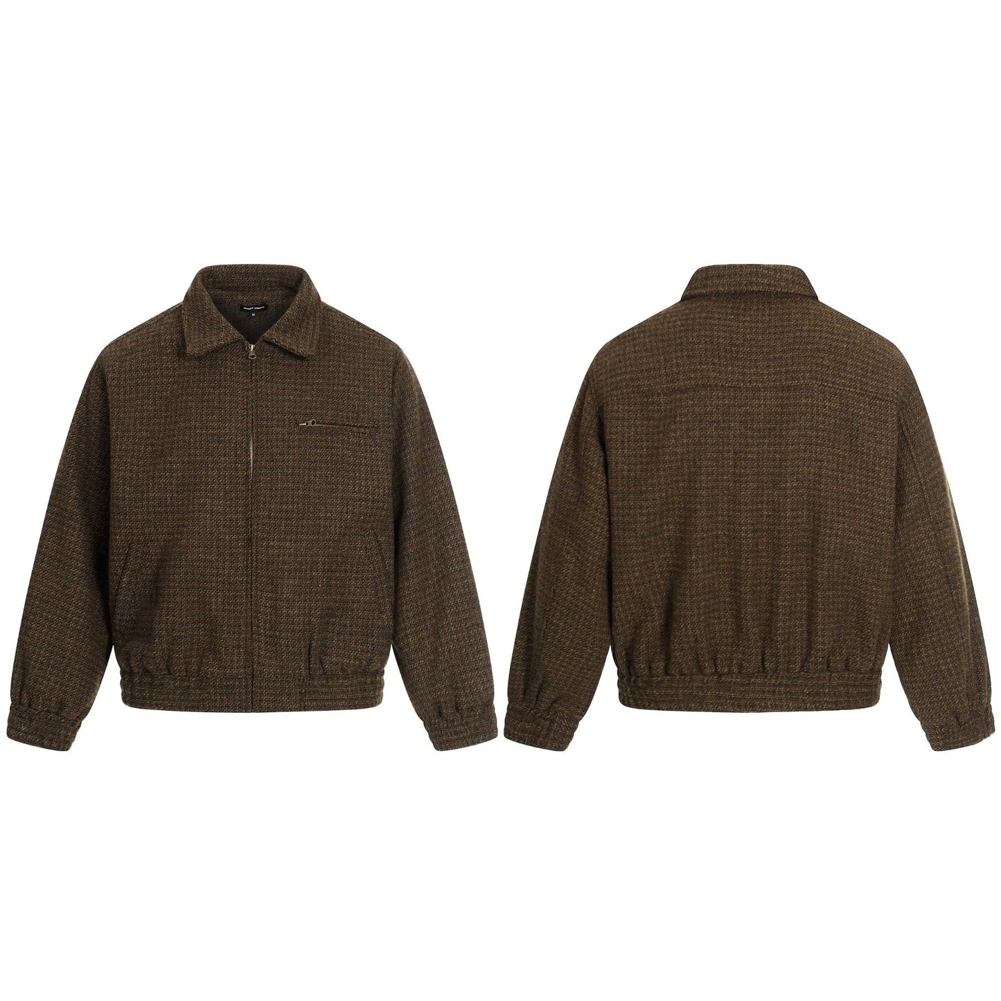 Retro Houndstooth Pattern High-End Composite Deconstructed Jacket Design Unisex Short Wide Casual Outerwear