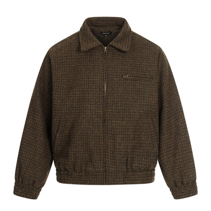 Retro Houndstooth Pattern High-End Composite Deconstructed Jacket Design Unisex Short Wide Casual Outerwear