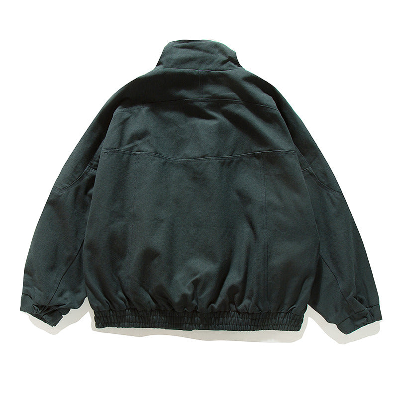 Solid Color Stand Collar Work Jacket Loose High-End Versatile Outerwear