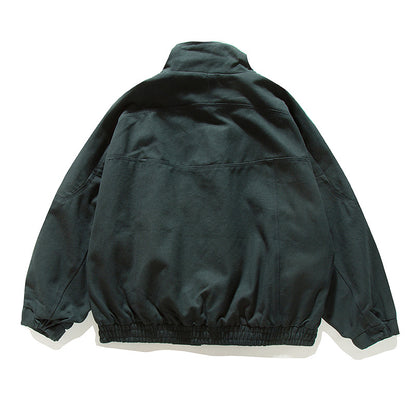 Solid Color Stand Collar Work Jacket Loose High-End Versatile Outerwear