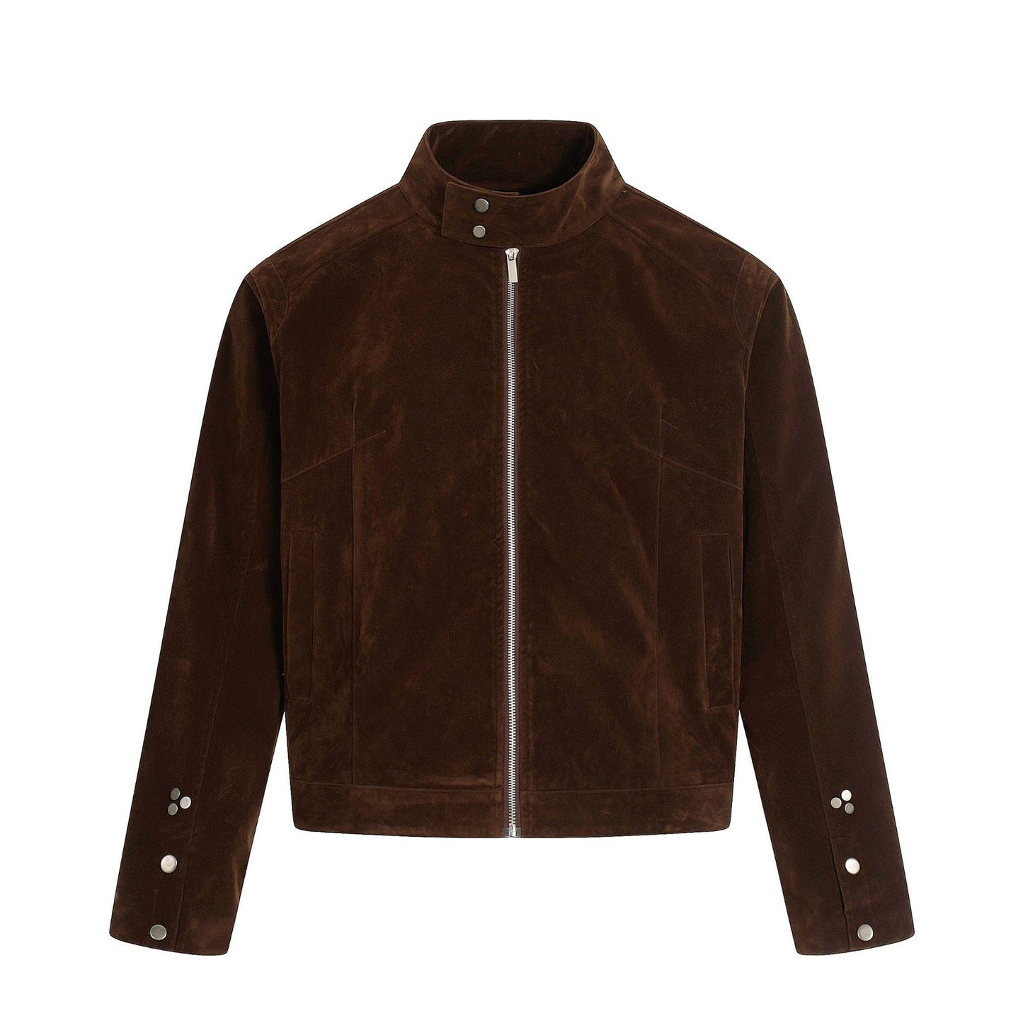 Retro Suede Composite Deconstructed Jacket Design Unisex Short Wide Casual Outerwear