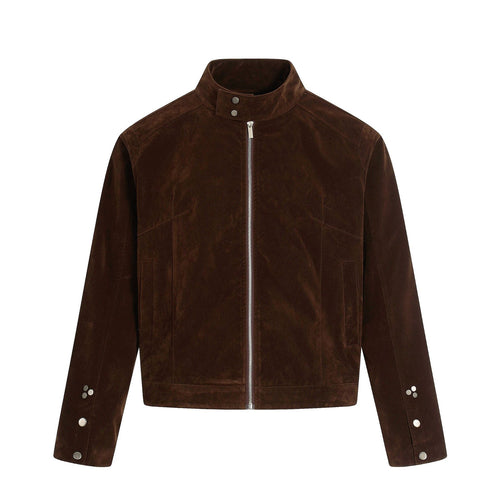 Retro Suede Composite Deconstructed Jacket Design Unisex Short Wide Casual Outerwear