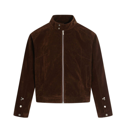 Retro Suede Composite Deconstructed Jacket Design Unisex Short Wide Casual Outerwear