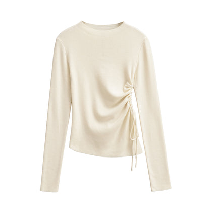 Wrinkle slim fit design long sleeved diagonal sweater