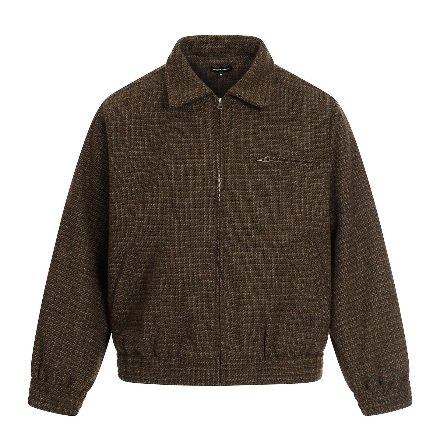 Retro Houndstooth Pattern High-End Composite Deconstructed Jacket Design Unisex Short Wide Casual Outerwear