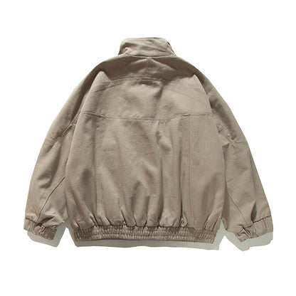 Solid Color Stand Collar Work Jacket Loose High-End Versatile Outerwear