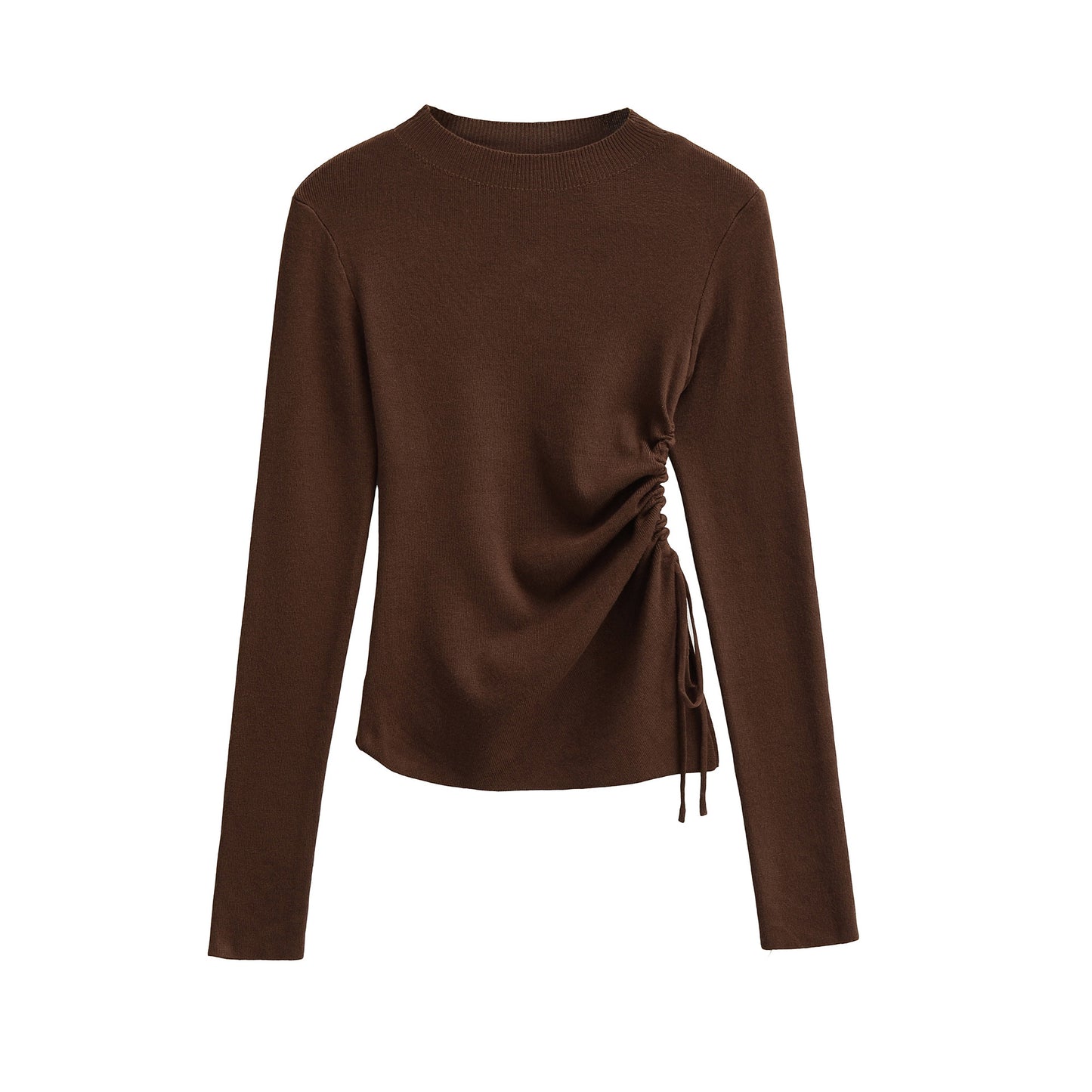 Wrinkle slim fit design long sleeved diagonal sweater